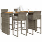 JUNG Vida 5-tlg. Gartenbar-Set ohne Kissen Grau Poly Rattan Akazie