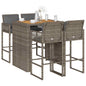 JUNG Vida 5-tlg. Gartenbar-Set mit Kissen Grau Poly Rattan Akazie