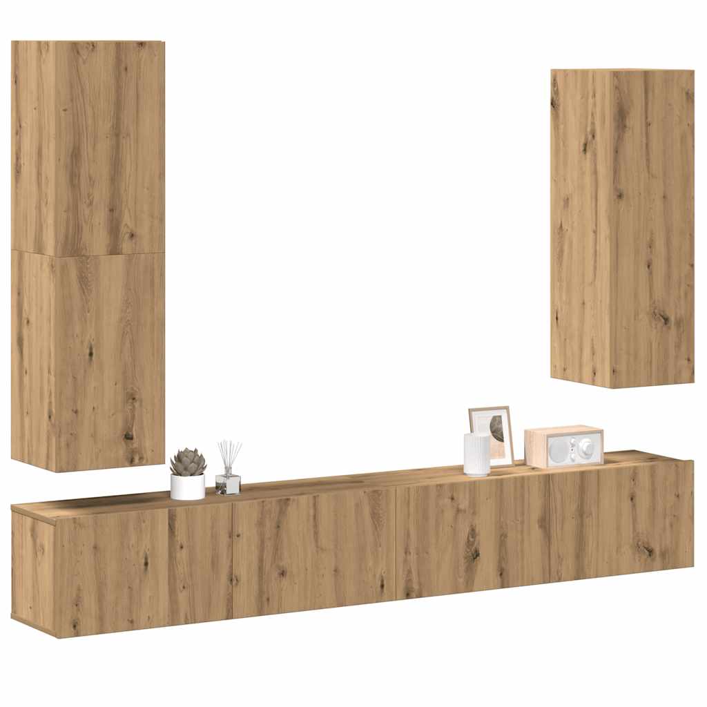 JUNG Vida 4-tlg. TV-Schrank-Set Wandmontage Artisan-Eiche Holzwerkstoff