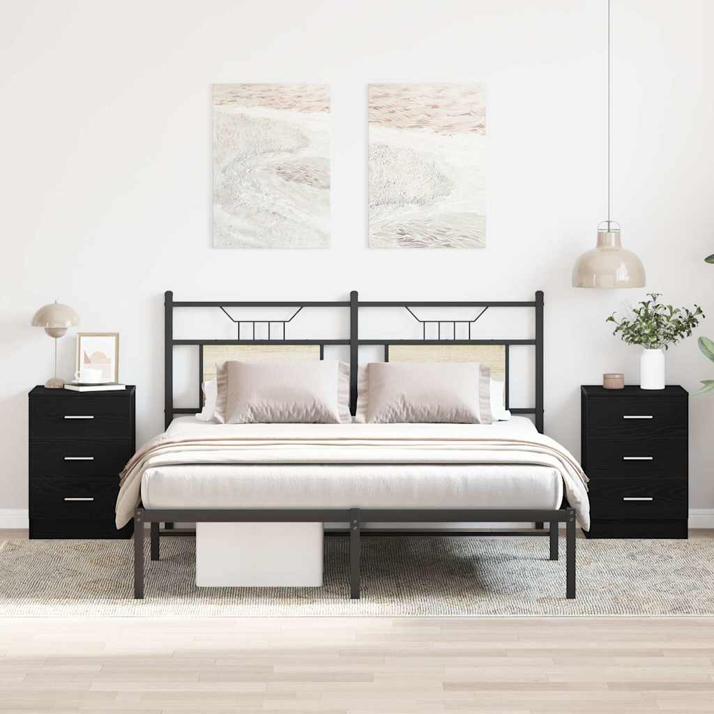 JUNG Vida Nachttische 2 Stk. Schwarze Eiche 38x35x55 cm Holzwerkstoff