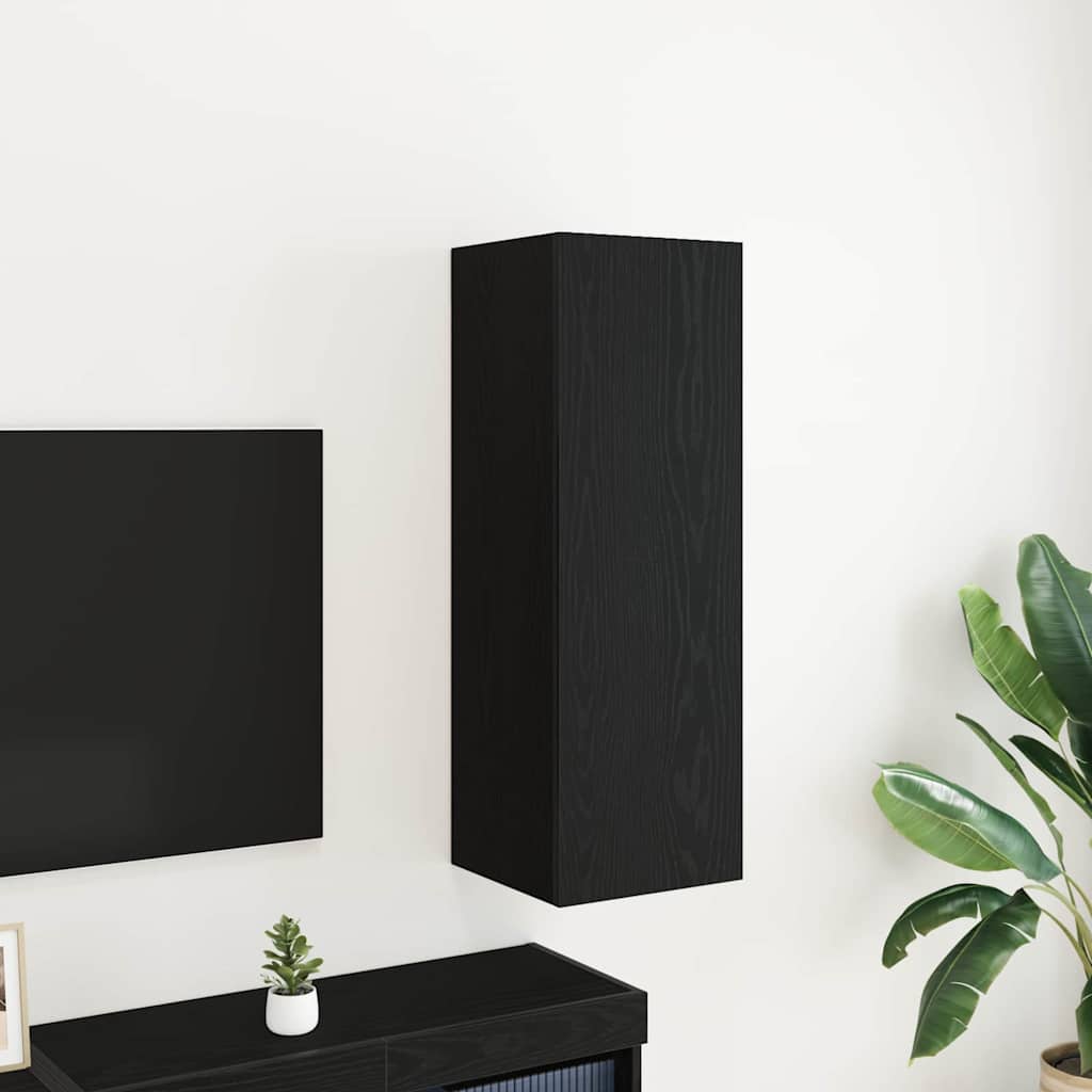 JUNG Vida Wand-TV-Schrank Schwarz Eichen-Optik 30,5 x 30 x 90 cm