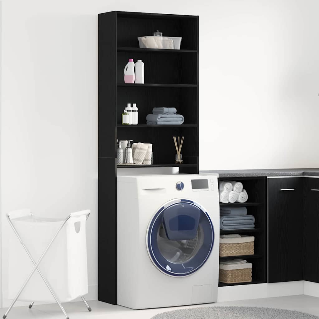 JUNG Vida Waschmaschinen-Schrank Schwarz Eichen-Optik 64 x 24 x 190 cm