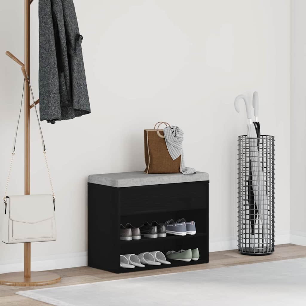 JUNG Vida Schuhbank Schwarz Eichen-Optik 60 x 30 x 45 cm Holzwerkstoff