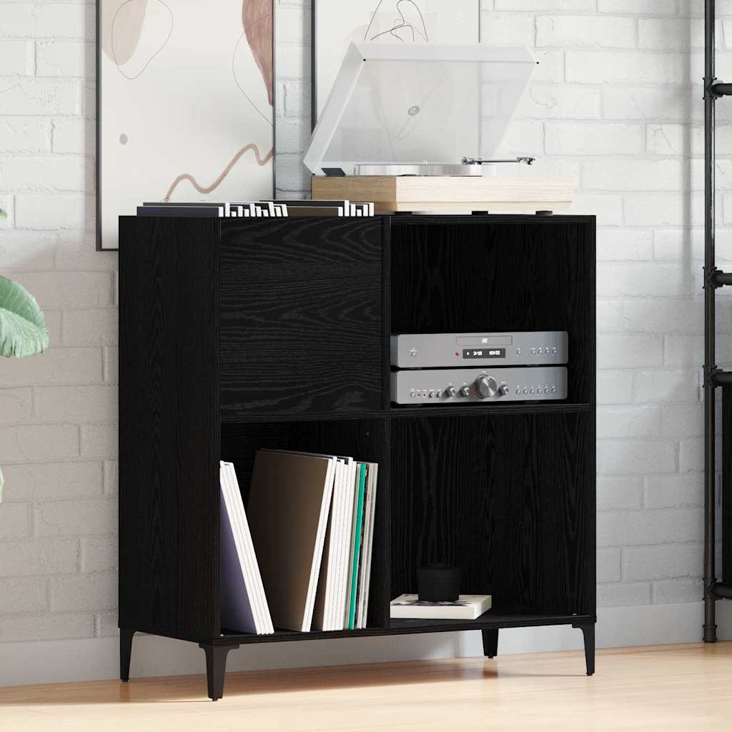 JUNG Vida Schallplattenschrank Schwarz Eichen-Optik 84,5 x 38 x 89 cm