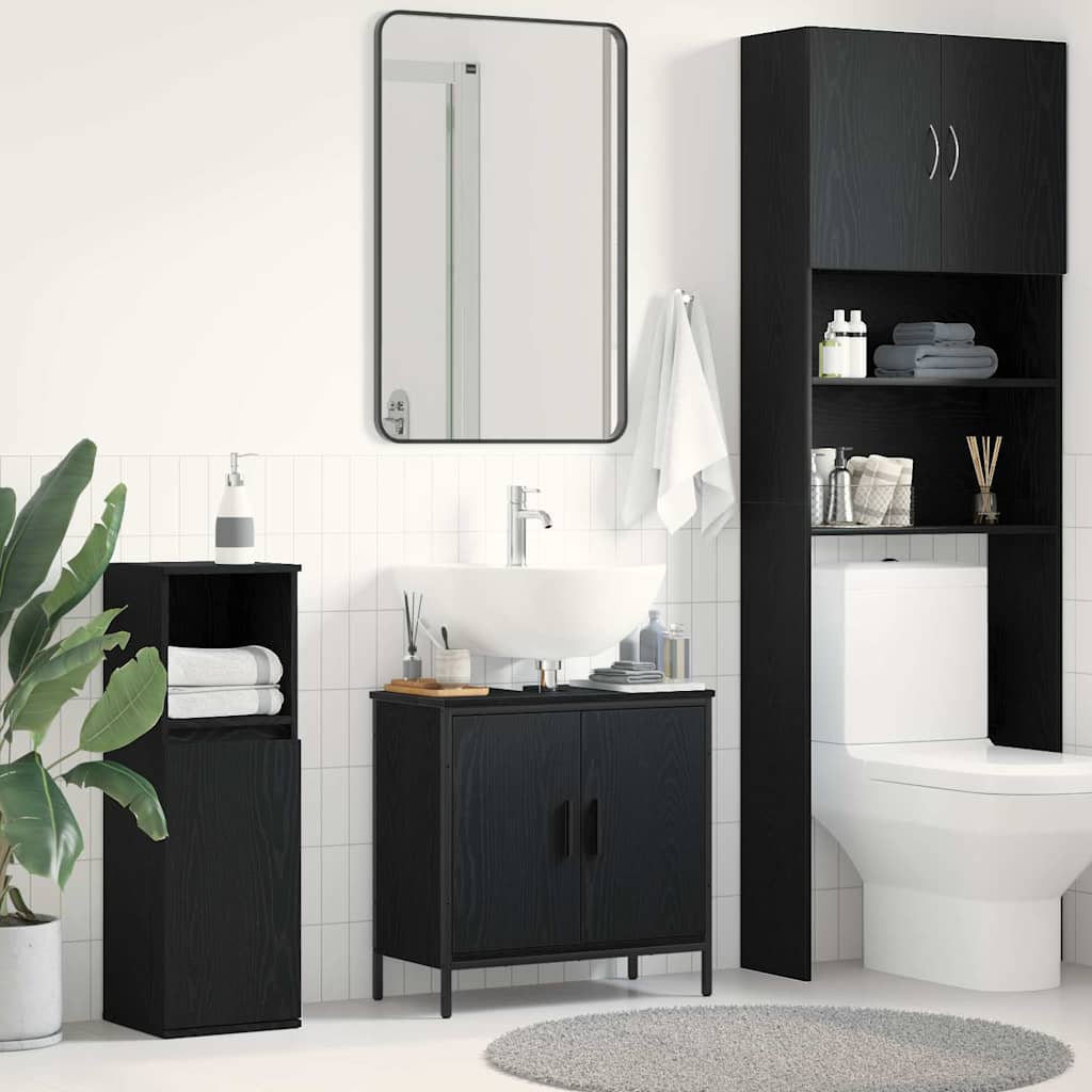 JUNG Vida Waschbeckenschrank mit Tür Schwarz Eichen-Optik 60 x 30 x 60 cm