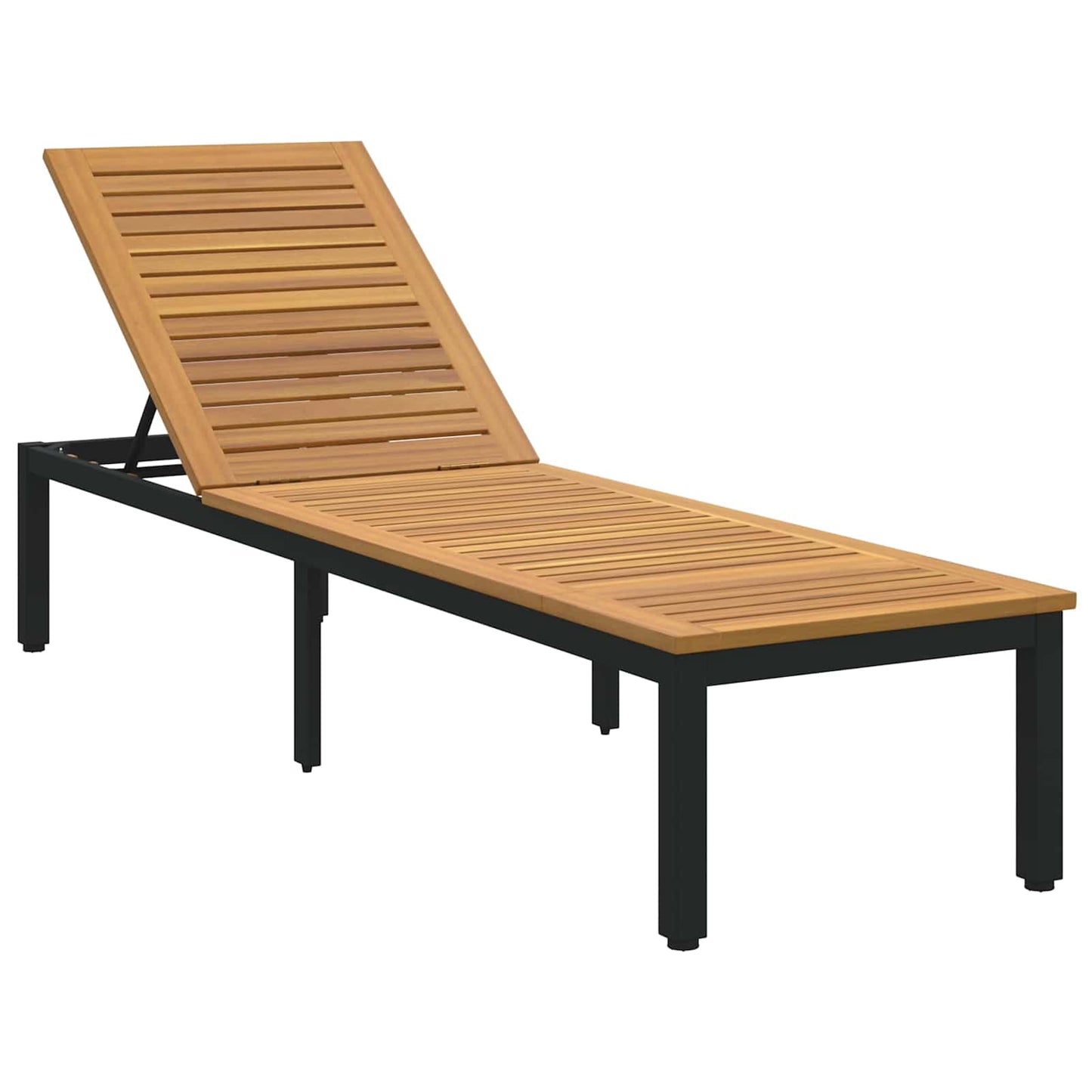 JUNG Vida Sonnenliege Schwarz 200 x 55 x 35 cm Massivholz Akazie