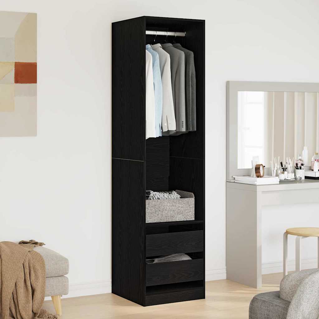 JUNG Vida Kleiderschrank Schwarz Eichen-Optik 50 x 50 x 200 cm