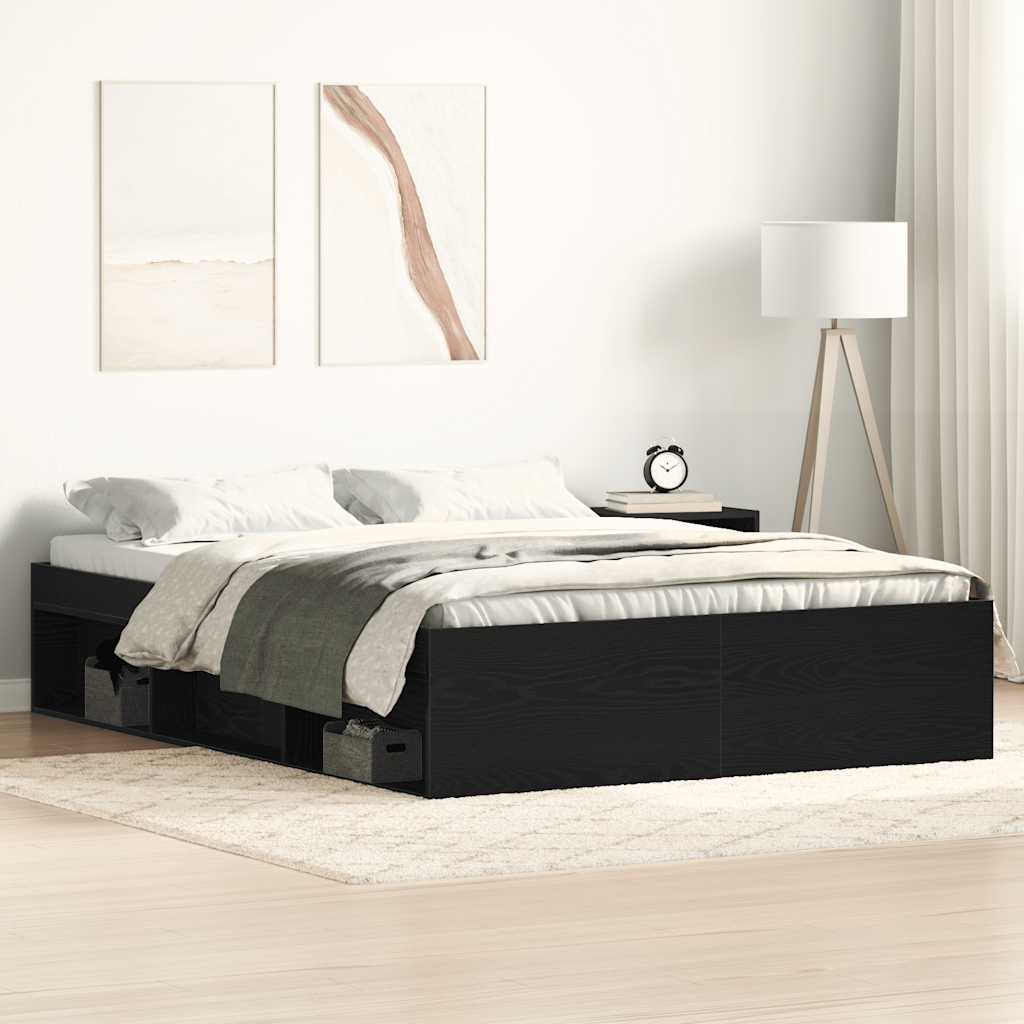 JUNG Vida Bettgestell ohne Matratze Schwarz Eichen-Optik 135x190 cm
