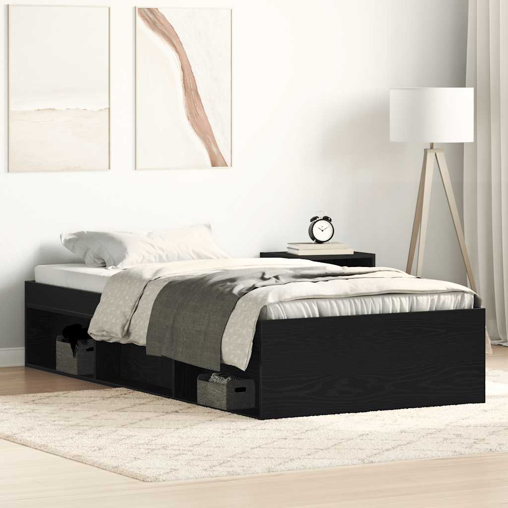JUNG Vida Bettgestell ohne Matratze Schwarz Eichen-Optik 90x190 cm