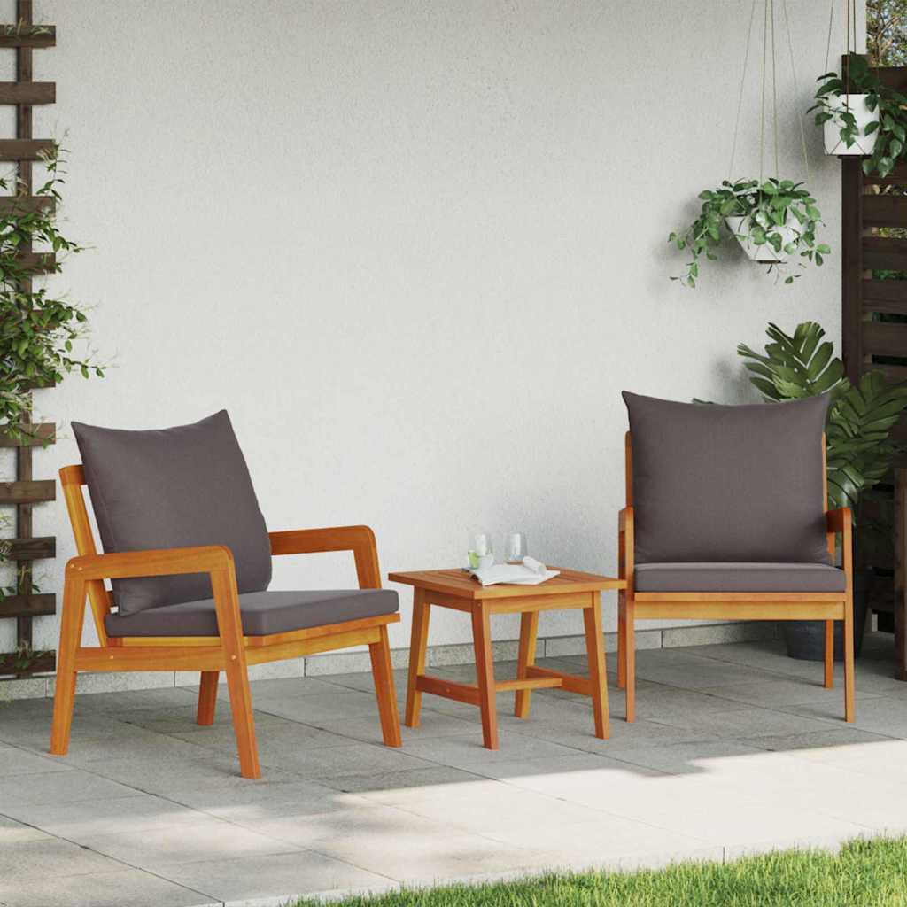 JUNG Vida Bistrogarnitur mit Kissen 3 pcs Braun Massivholz Akazie