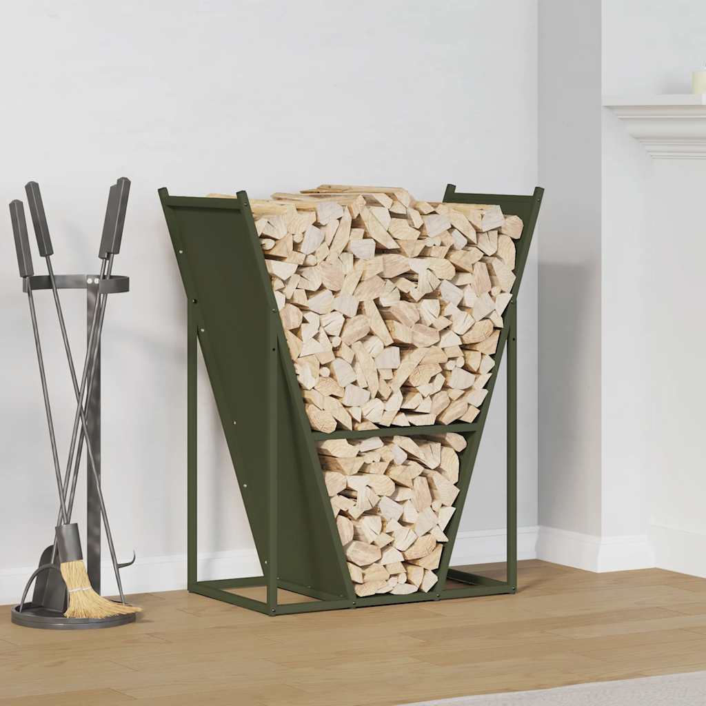 JUNG Vida Brennholzregal Olivgrün 69,5x35x81 cm Kaltgewalzter Stahl