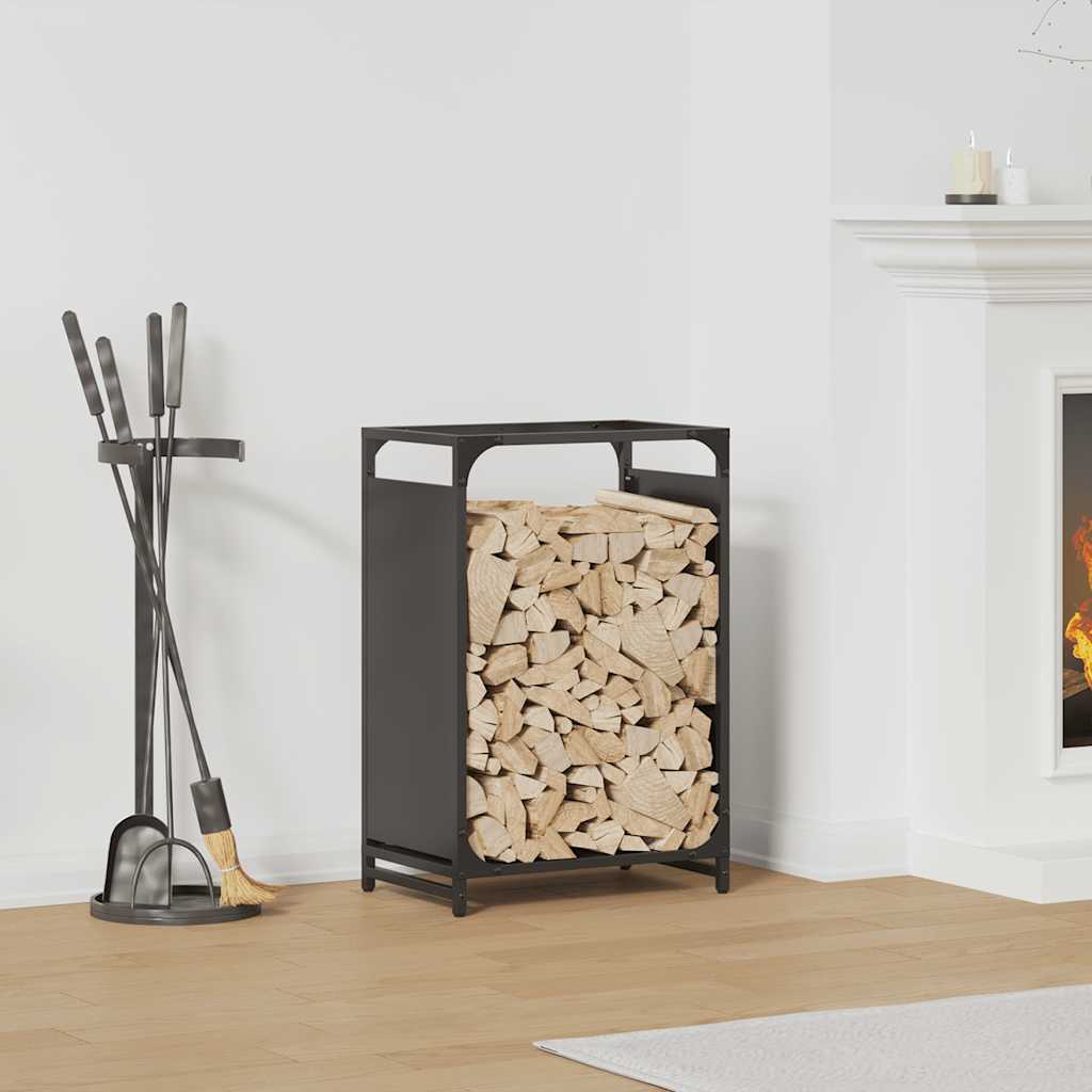 JUNG Vida Brennholzregal Schwarz 44x28x65 cm Kaltgewalzter Stahl