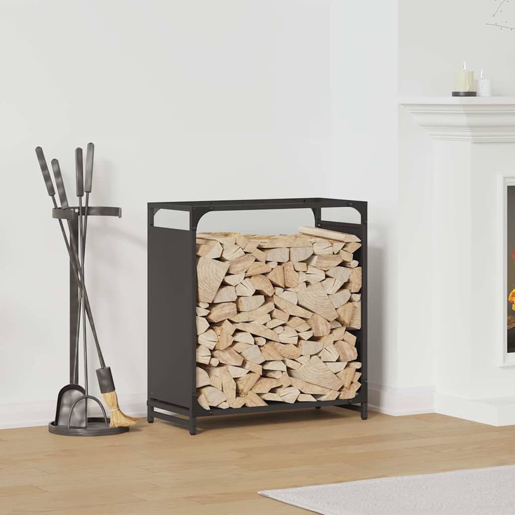 JUNG Vida Brennholzregal Schwarz 60x28x65 cm Kaltgewalzter Stahl