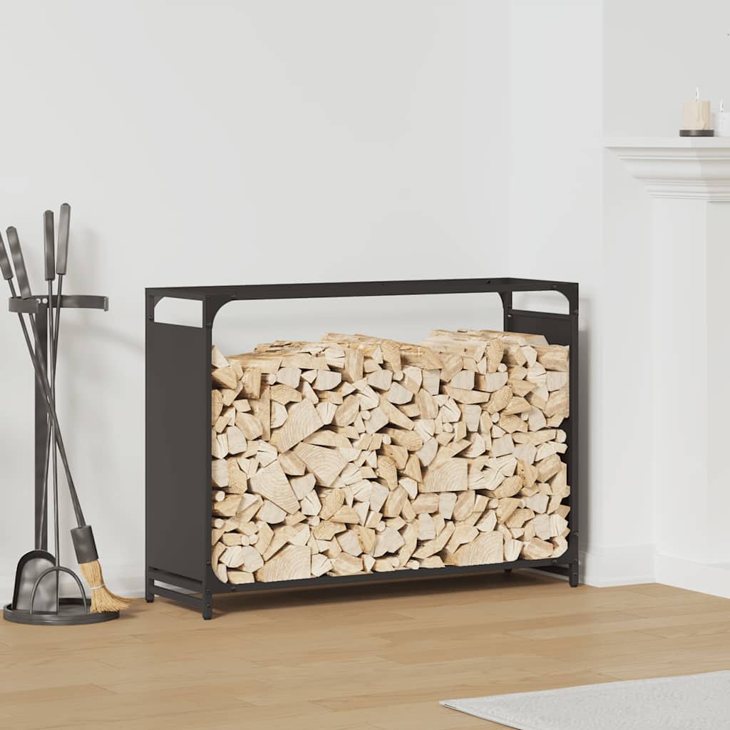 JUNG Vida Brennholzregal Schwarz 90x28x65 cm Kaltgewalzter Stahl