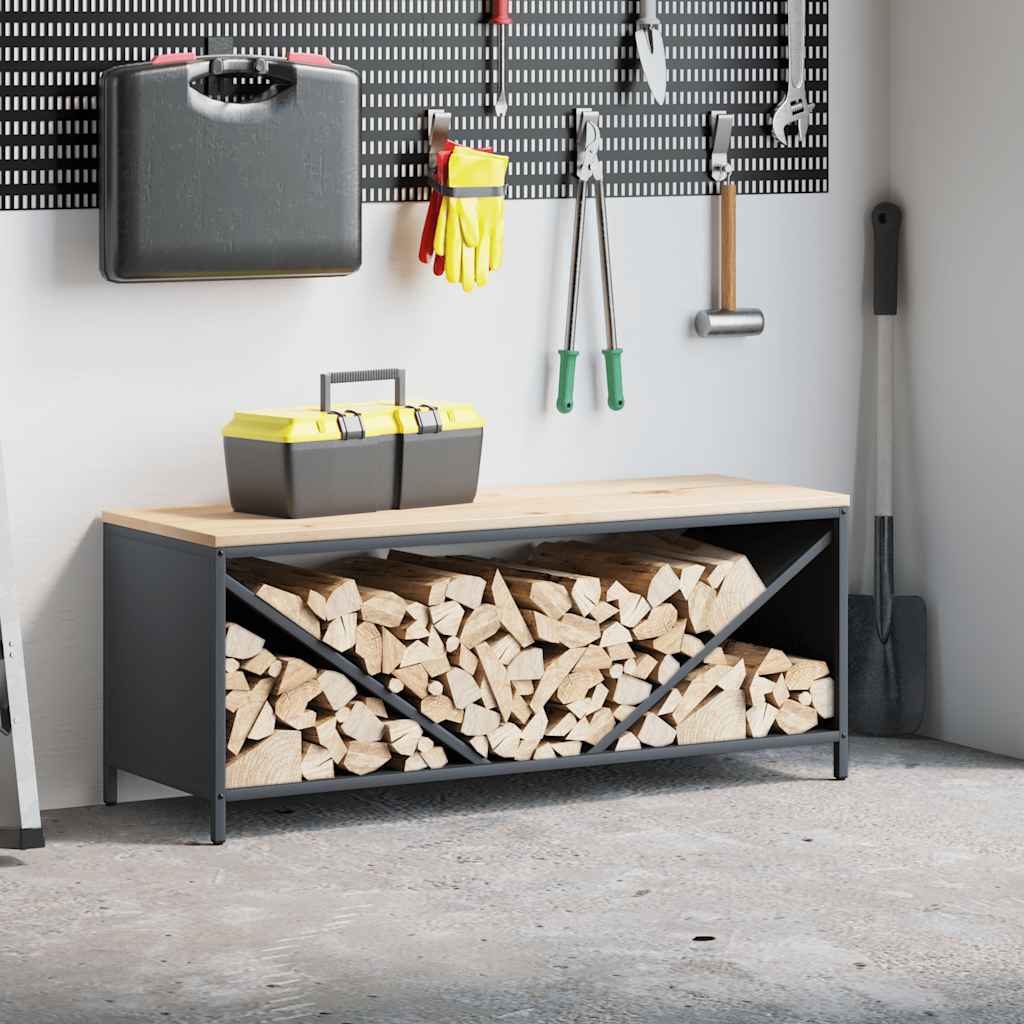 JUNG Vida Brennholzregal mit Holzplatte Anthrazit 100,5x35,5x40 cm