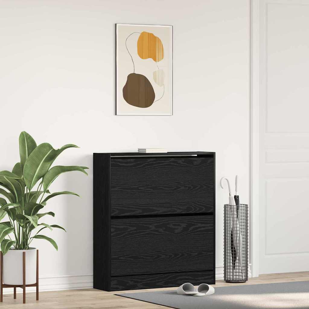 JUNG Vida Schuhschrank mit Regal Schwarz Eichen-Optik 80 x 21 x 87,5 cm