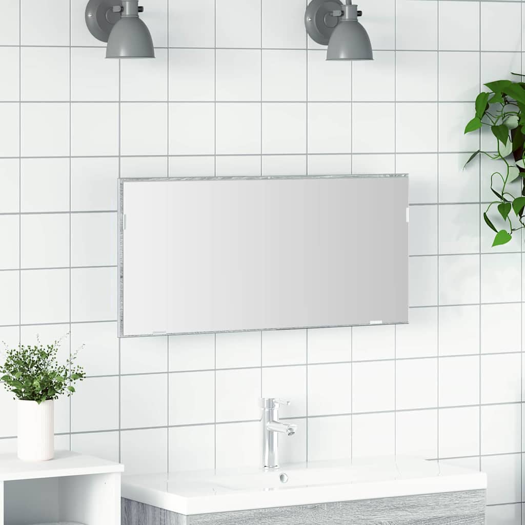 JUNG Vida Spiegel Hellgrau Sonoma 80 x 37 cm Glas und engineered Holz