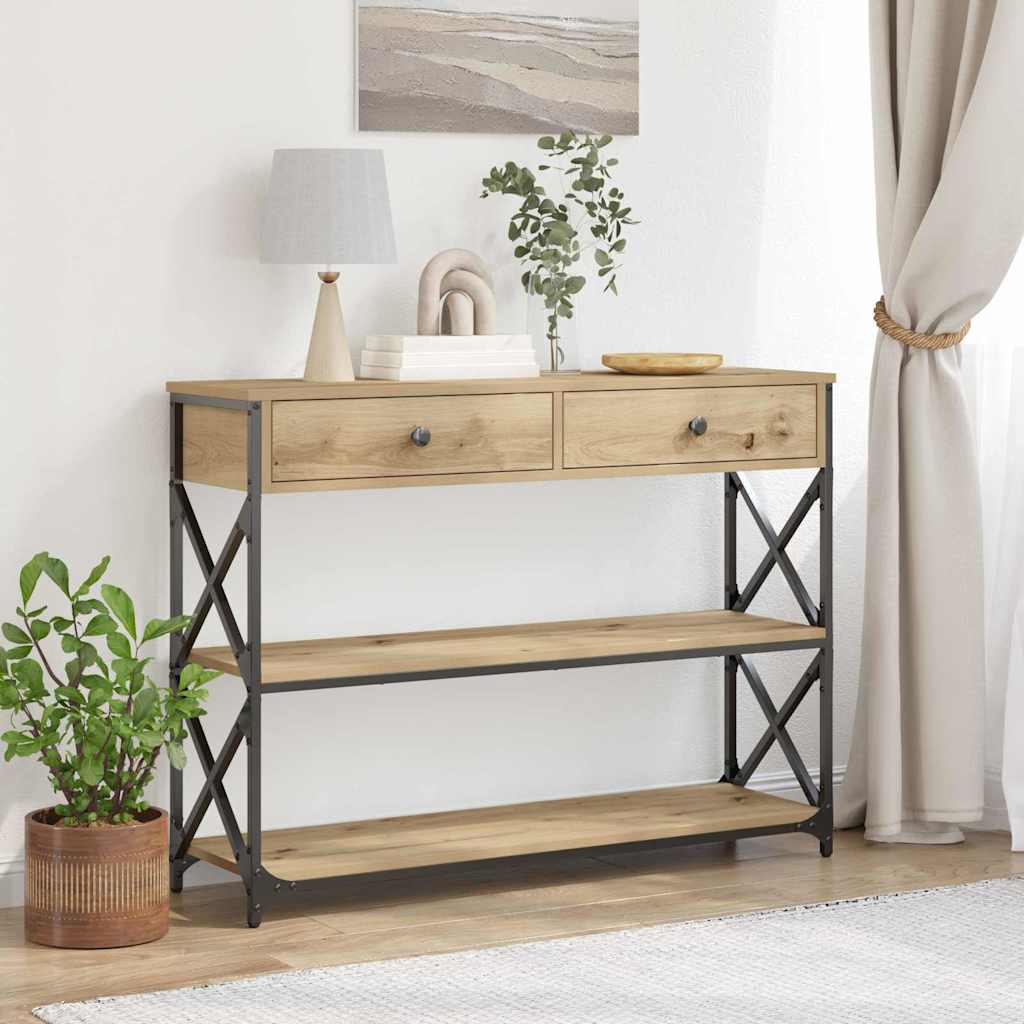 JUNG Vida Konsole Tisch mit Schubladen Artisan-Eiche 100 x 28 x 75 cm