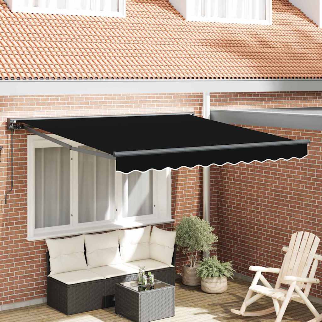 JUNG Vida Einziehbare Markise Schwarz 300 x 250 cm Polyester und Metall