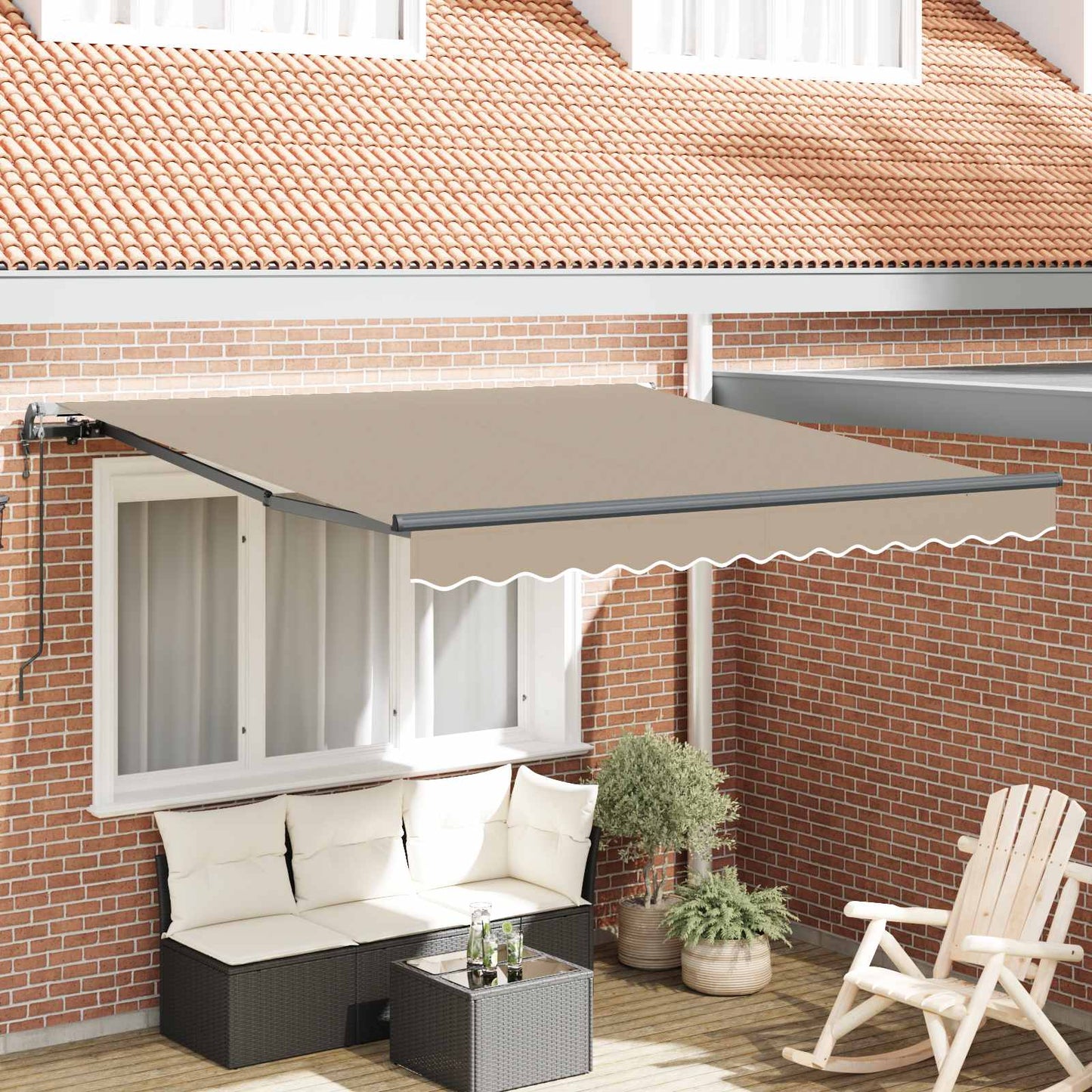 JUNG Vida Einziehbare Markise Beige 300 x 250 cm Stoff und Aluminium