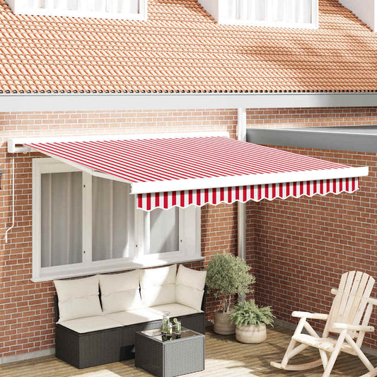 JUNG Vida Einziehbare Markise Rot und Weiß 350 x 250 cm Stoff und Metall