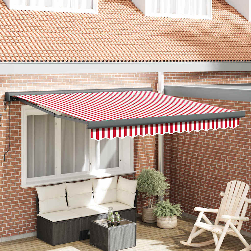 JUNG Vida Markise Rot und Weiß 350 x 250 x 165 cm Polyester und Aluminium