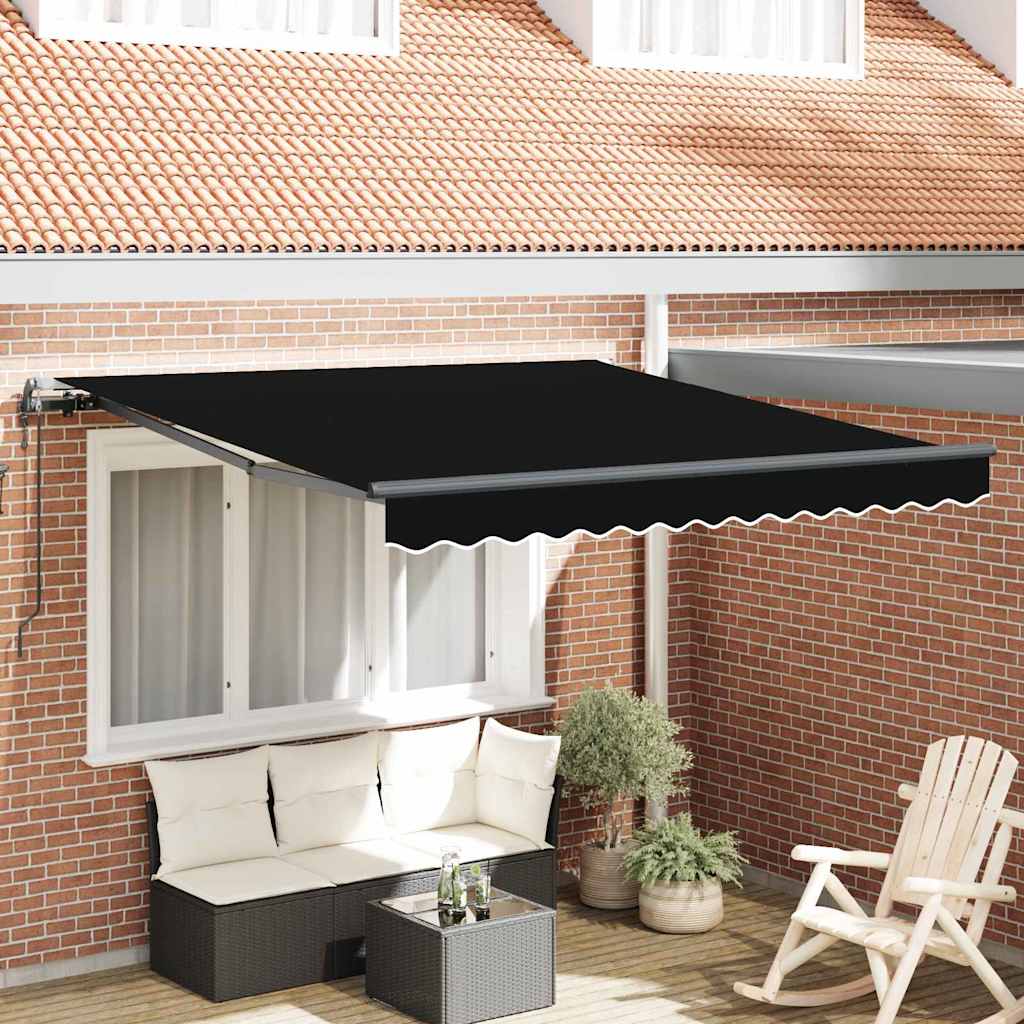JUNG Vida Einziehbare Markise Schwarz 350 x 250 cm Stoff und Aluminium