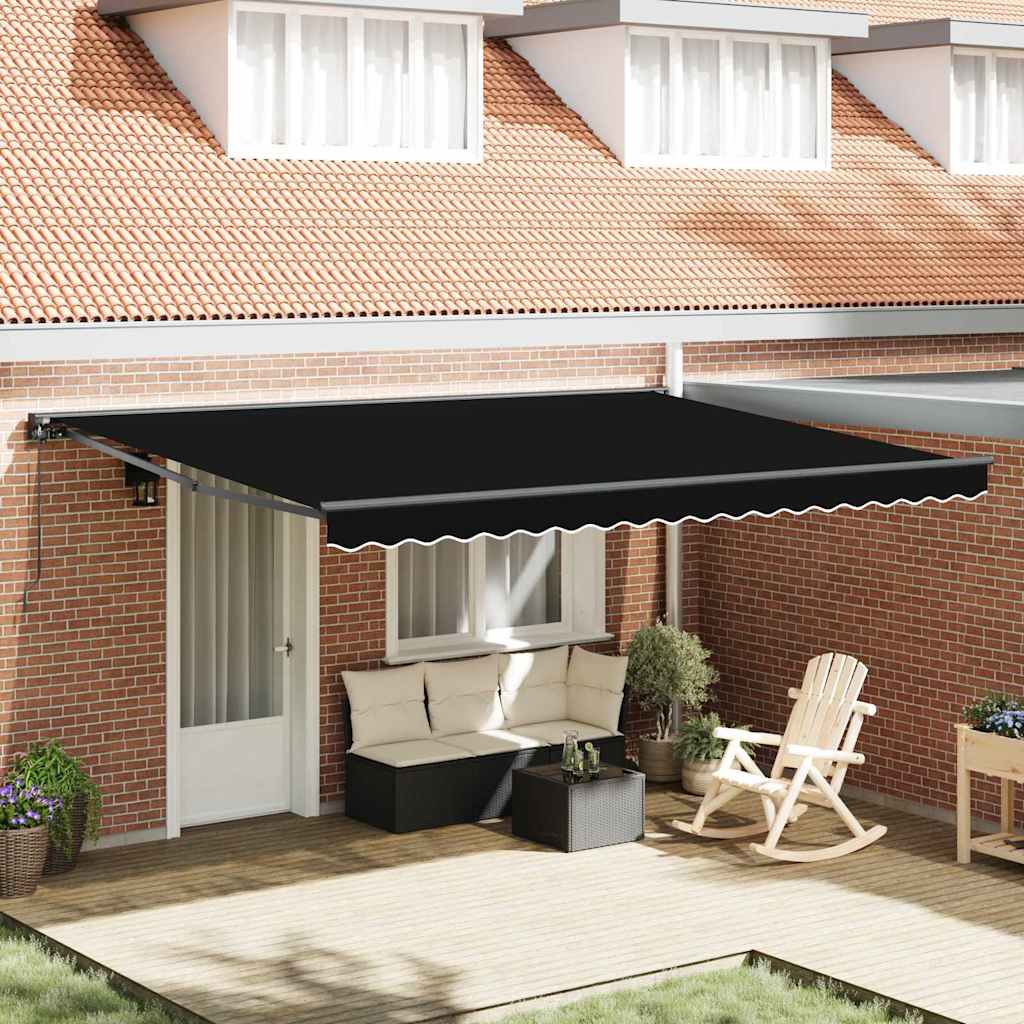 JUNG Vida Einziehbare Markise Schwarz 450 x 300 cm Polyester und Metall