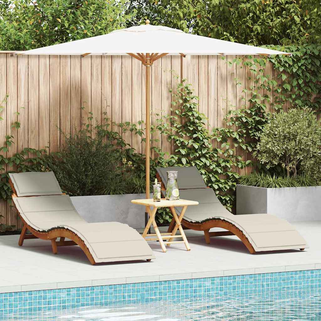 JUNG Vida Sonnenliege mit Kissen 2 pcs Cremeweiß Massivholz Akazie