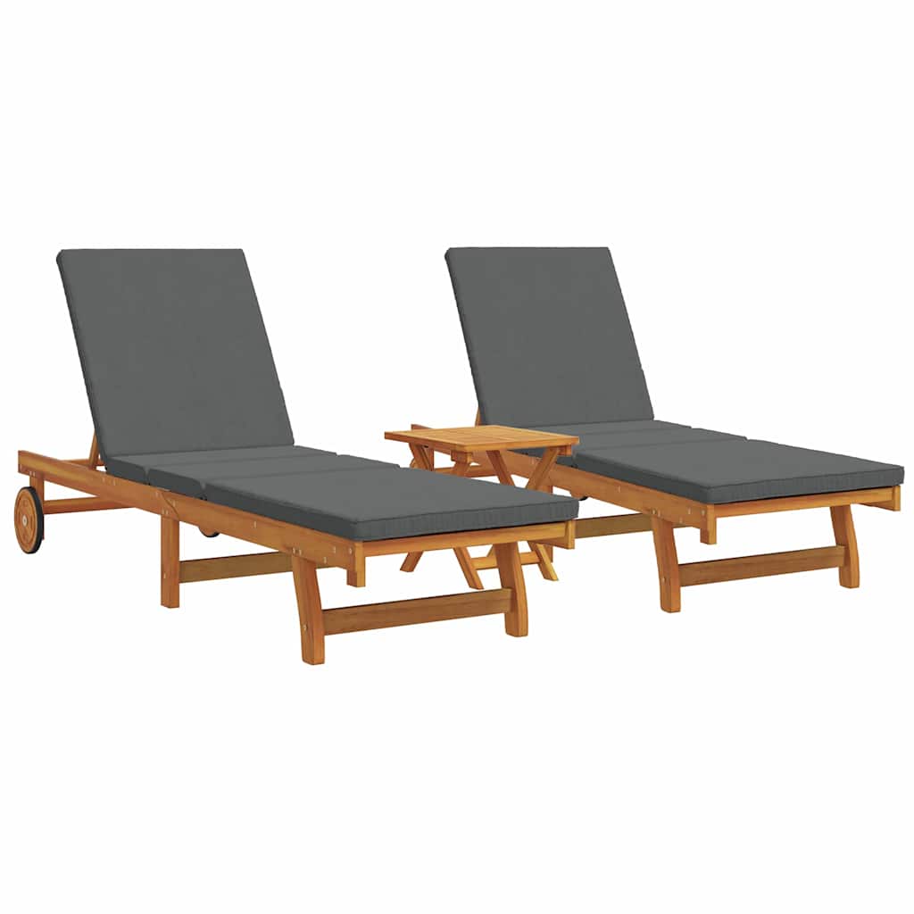 JUNG Vida Sonnenliege 2-Person 3 pcs Braun Massivholz Akazie
