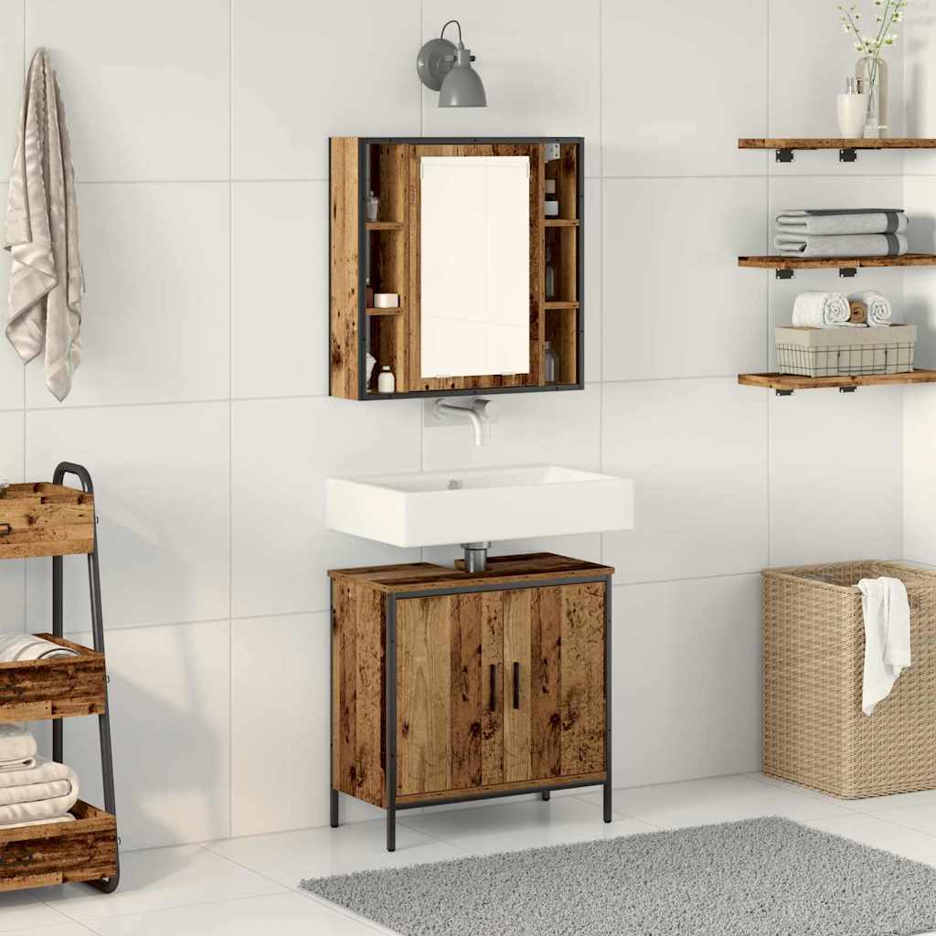 JUNG Vida Badezimmermöbel-Set mit Regal mit Tür 2 pcs Braun Holzwerkstoff