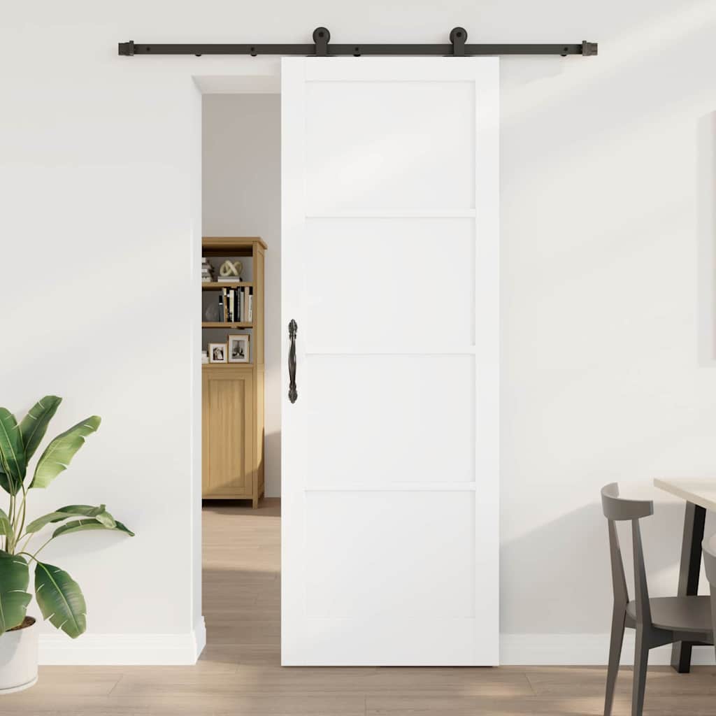 JUNG Vida Schiebetür Weiß und Schwarz 83 x 232 cm Massives Kiefernholz