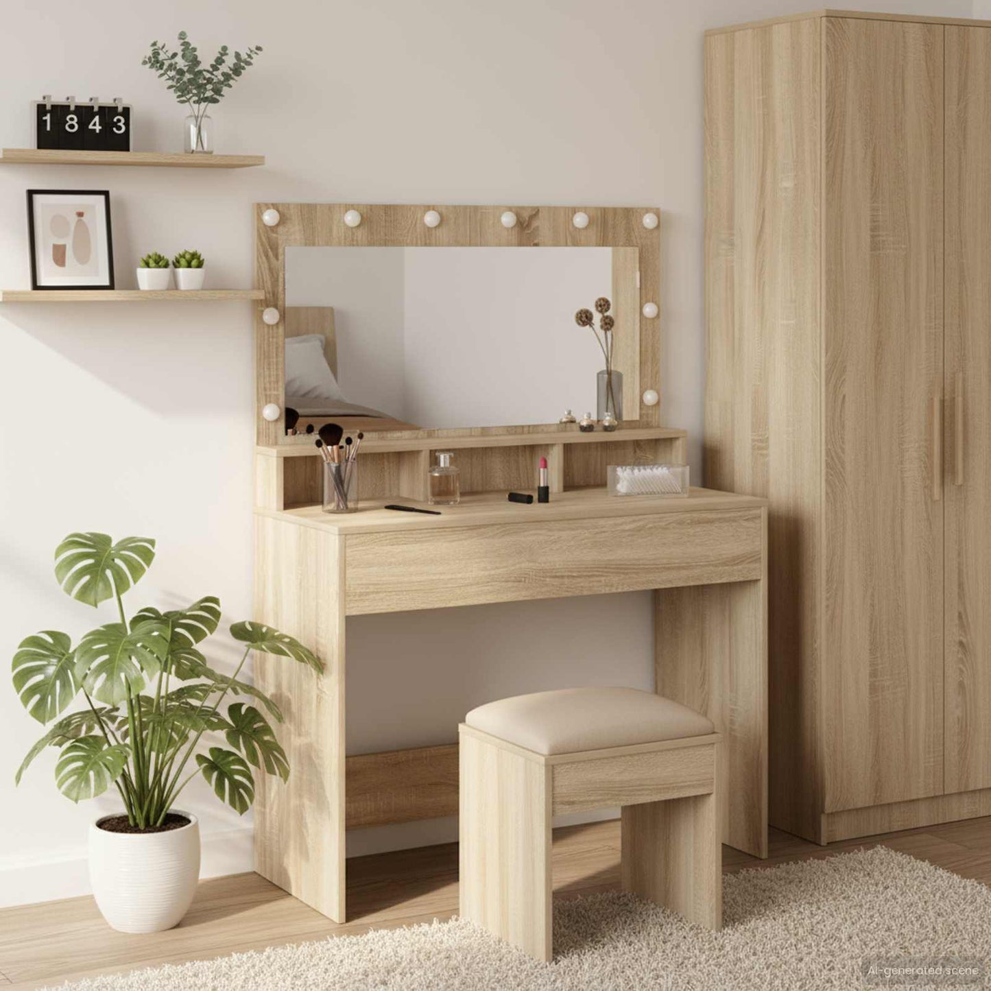 JUNG Vida Schminktisch Sonoma-Eiche 100 x 41 x 135 cm Holzwerkstoff