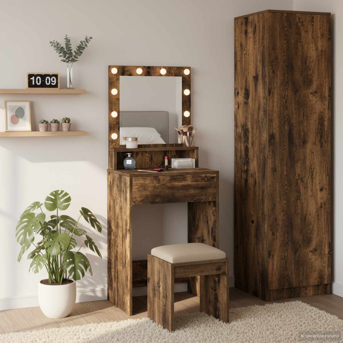 JUNG Vida Schminktisch Geräucherte Eiche 50 x 41 x 135 cm Holzwerkstoff