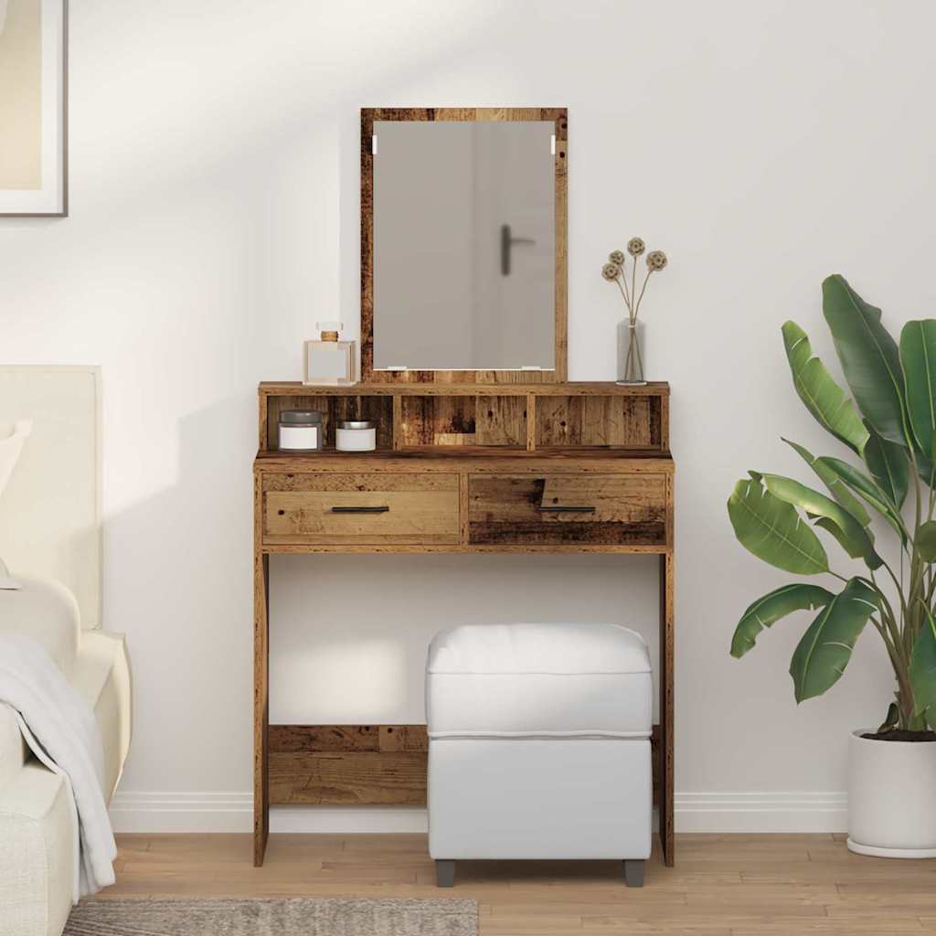 JUNG Vida Schminktisch mit Regal Altholz 79 x 41 x 140 cm Holzwerkstoff