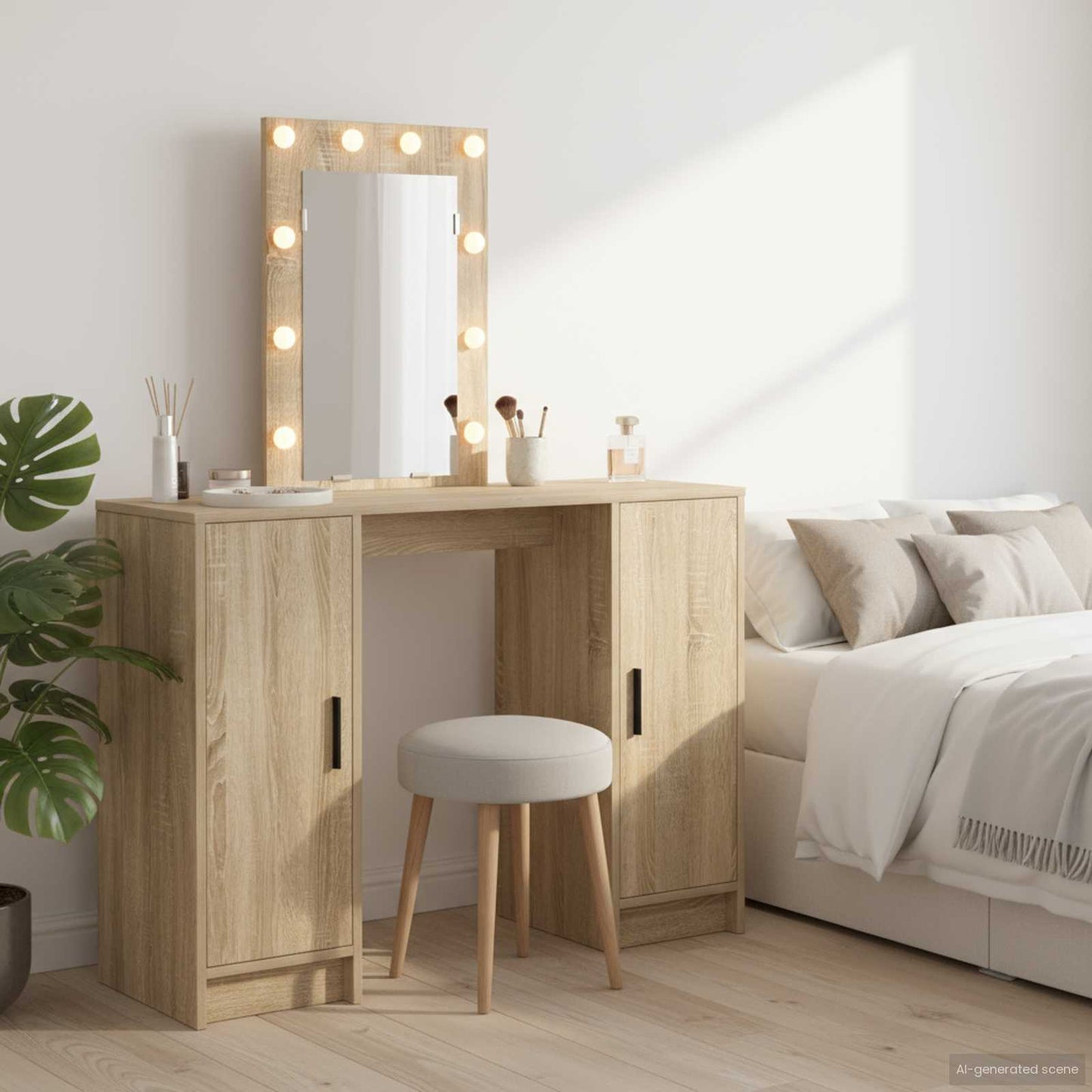 JUNG Vida Schminktisch mit Speicher Braun 102 x 33 x 135 cm Holzwerkstoff