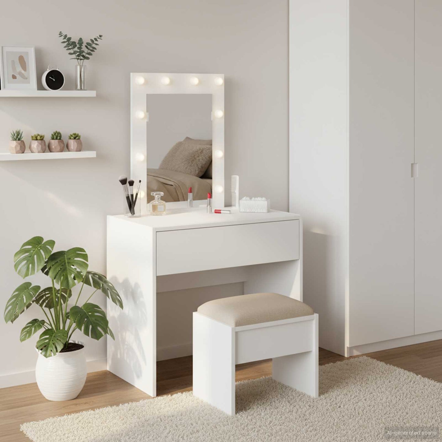 JUNG Vida Schminktisch mit Schubladen Weiß 60 x 40 x 70 cm Holzwerkstoff