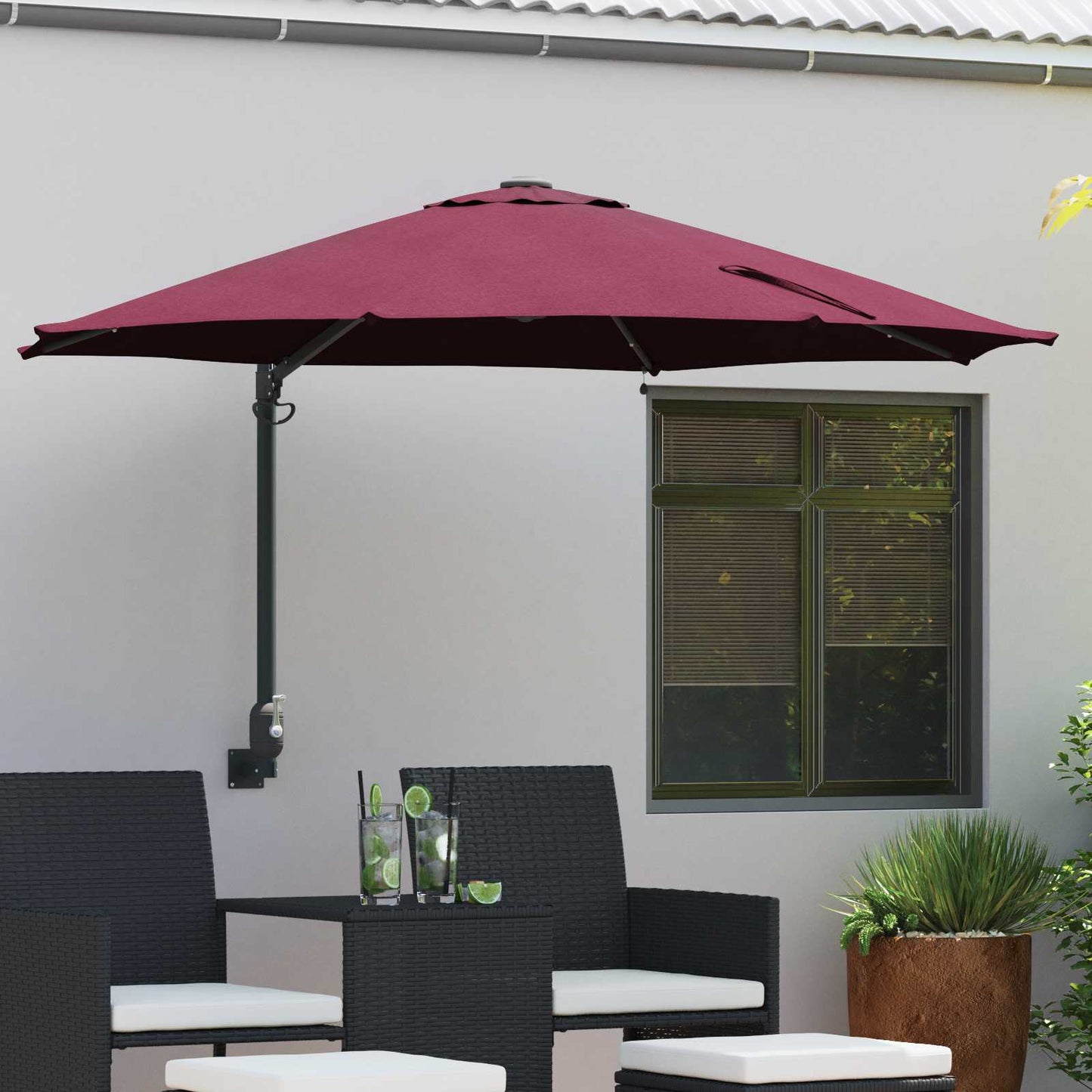 JUNG Vida Garten-Sonnenschirm Bordeauxrot 248 x 248 x 148 cm