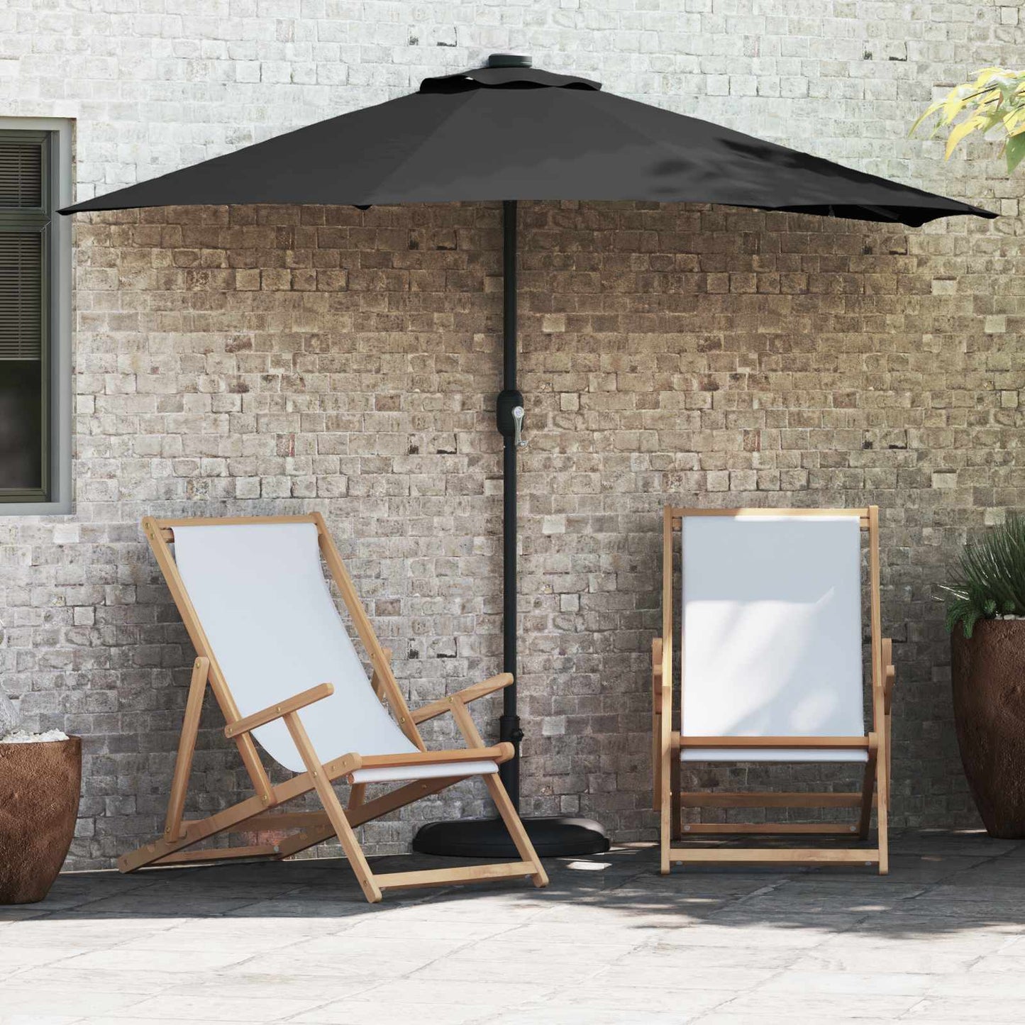 JUNG Vida Garten-Sonnenschirm Schwarz 294 x 150 x 224 cm