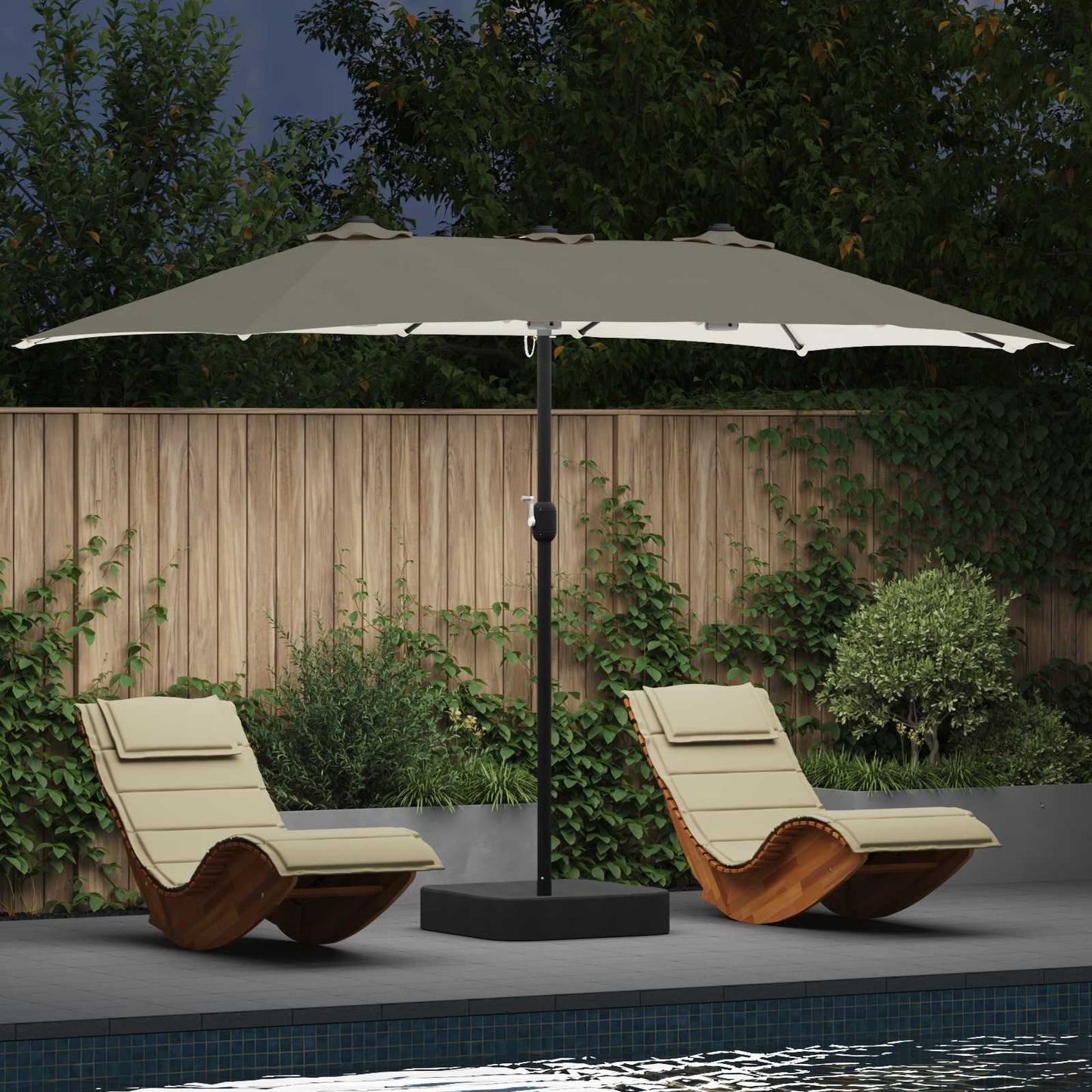 JUNG Vida Garten-Sonnenschirm Sand und Anthrazit 385 x 209 x 244 cm