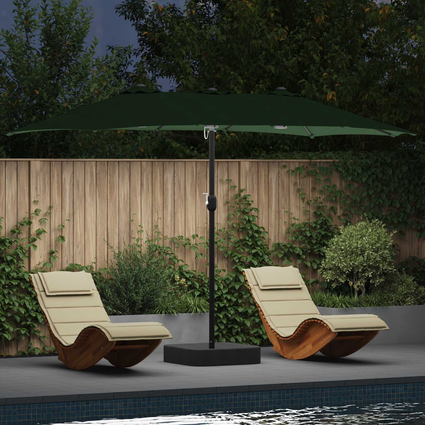 JUNG Vida Garten-Sonnenschirm Grün 385 x 209 x 244 cm Polyester