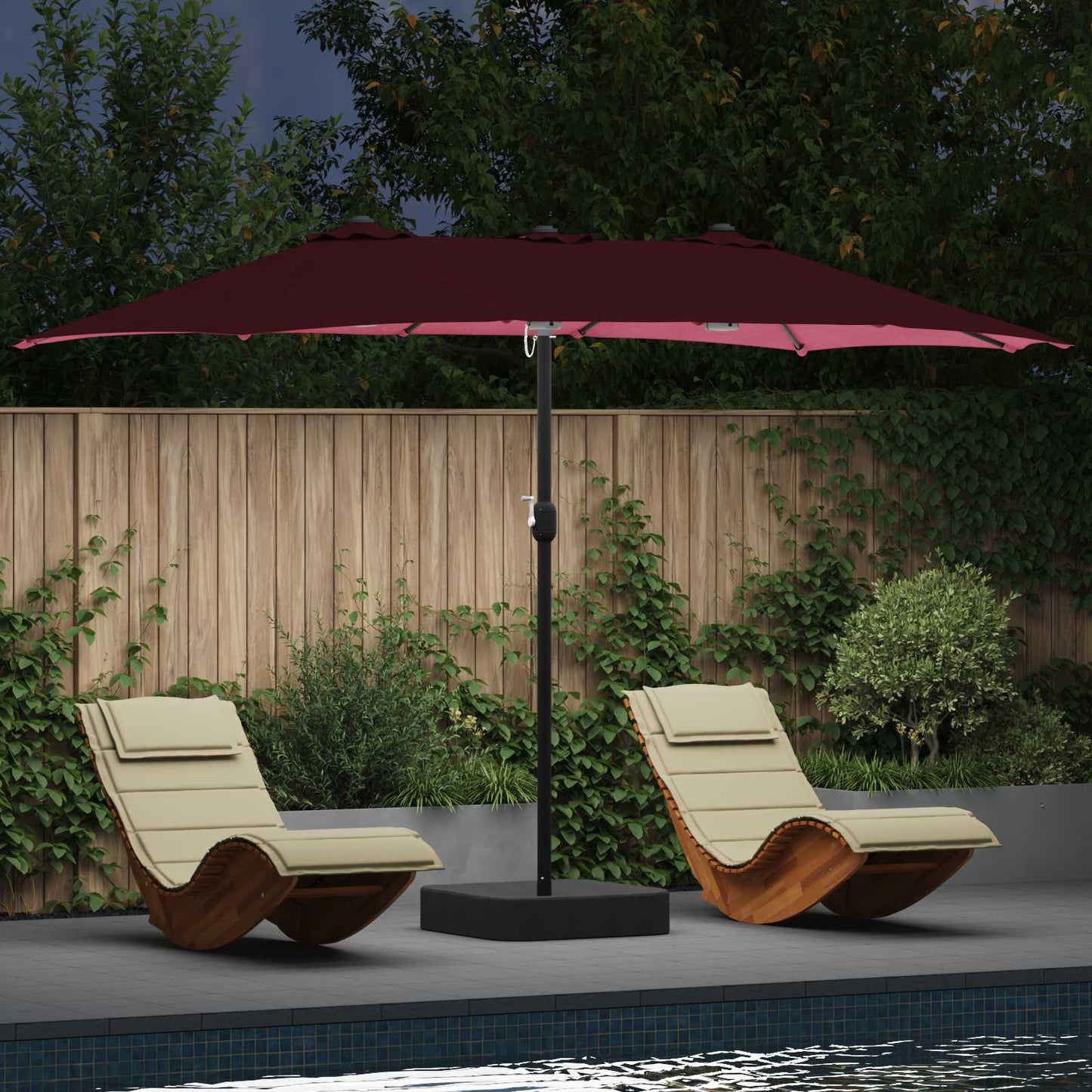JUNG Vida Garten-Sonnenschirm Bordeauxrot 385 x 209 x 244 cm Polyester