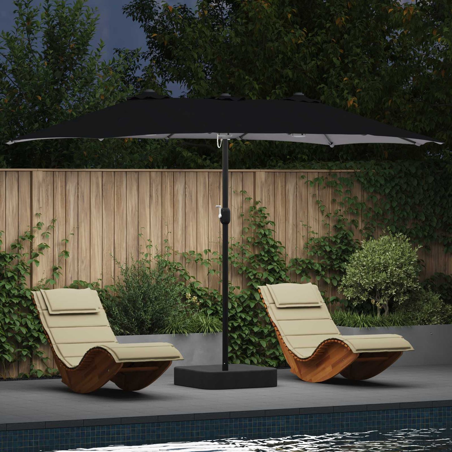 JUNG Vida Garten-Sonnenschirm Schwarz 385 x 209 x 244 cm Polyester