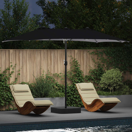 JUNG Vida Garten-Sonnenschirm Schwarz 385 x 209 x 244 cm Polyester