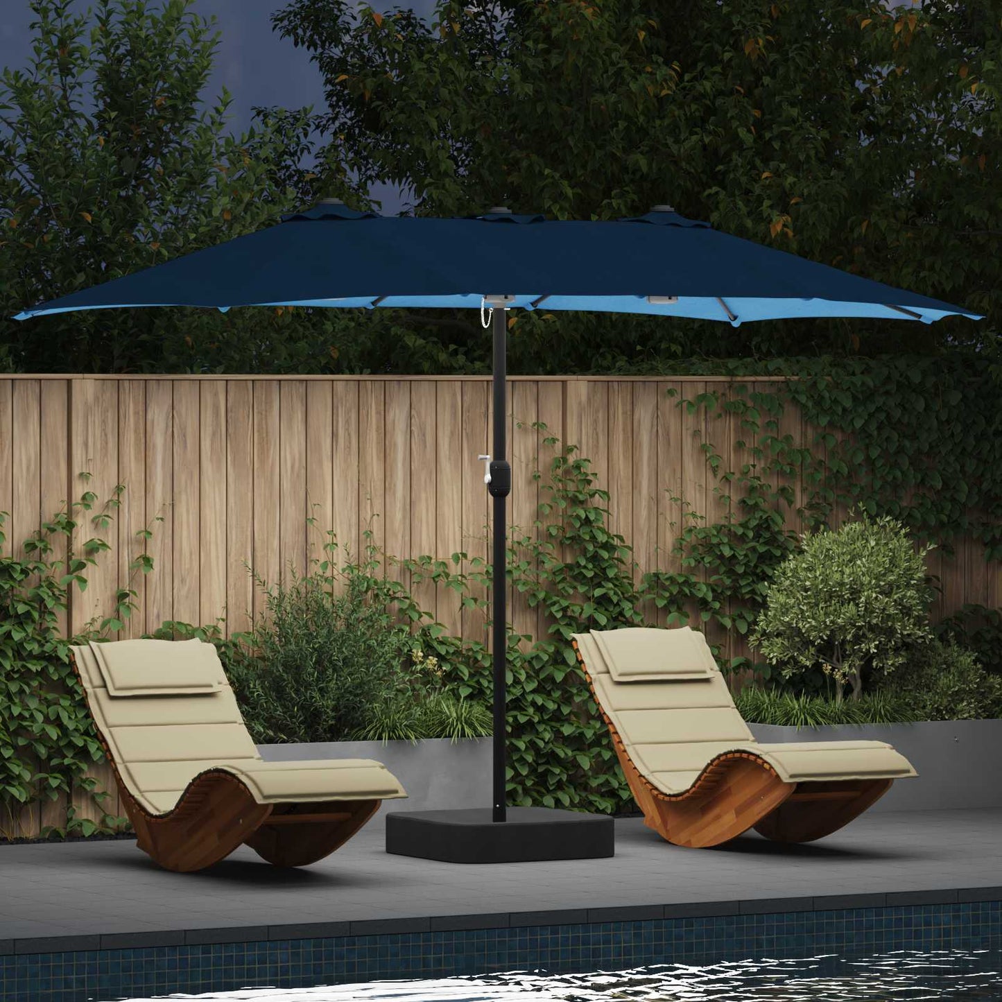 JUNG Vida Garten-Sonnenschirm Azurblau 385 x 209 x 244 cm Polyester