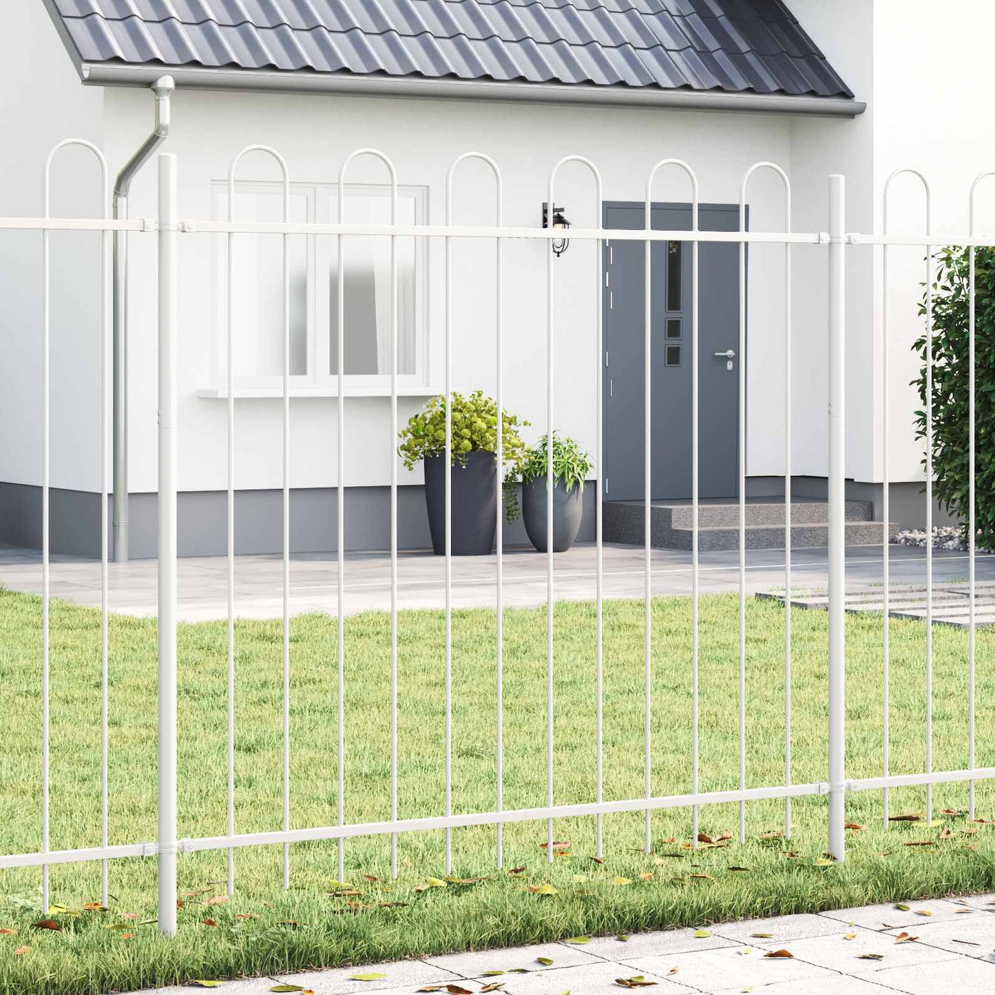 JUNG Vida Gartenzaun 2 pcs Weiß 3,4 x 1,5 m Pulverbeschichteter Stahl