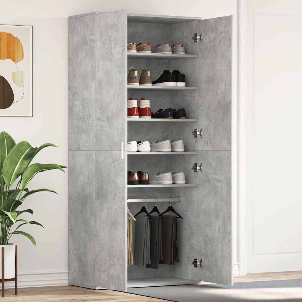 JUNG Vida Schuhschrank mit Tür Beton Grau 80 x 39 x 178 cm Holzwerkstoff