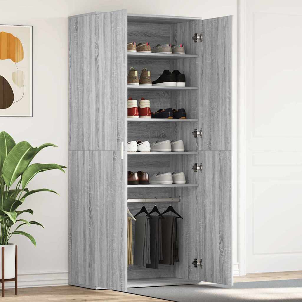 JUNG Vida Schuhschrank Graues Sonoma 80 x 39 x 178 cm Holzwerkstoff