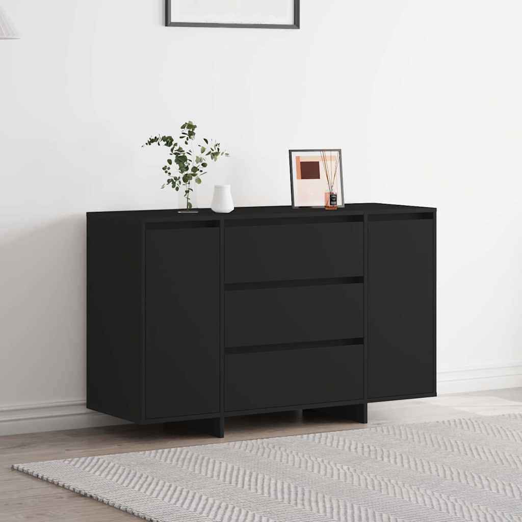 JUNG Vida Sideboard mit Schubladen Schwarz 120 x 41 x 75 cm Holzwerkstoff