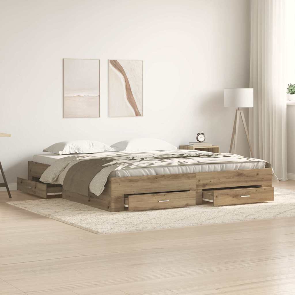 JUNG Vida Bettrahmen Artisan-Eiche 180 x 200 cm Holzwerkstoff